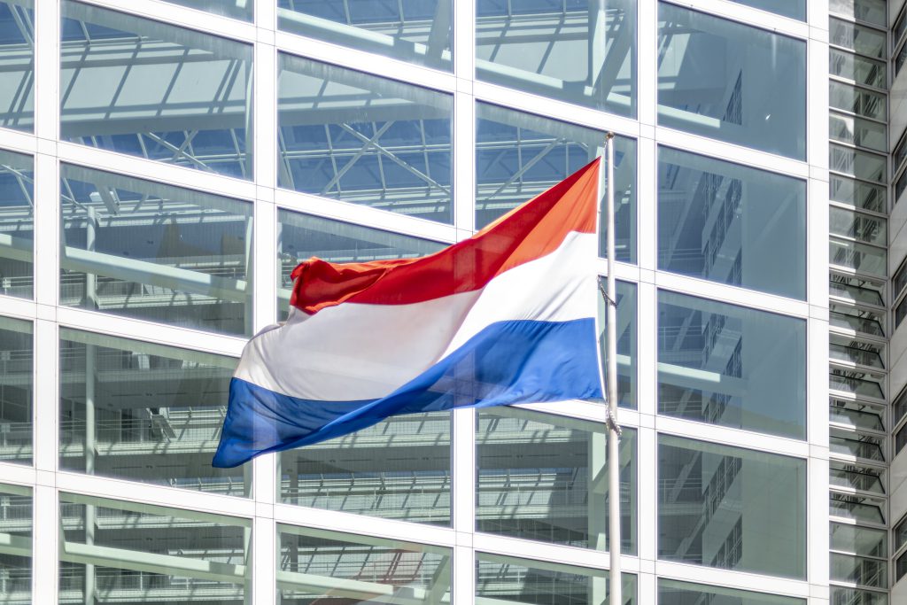 bigstock Dutch Flag Floating In Front T 322145926